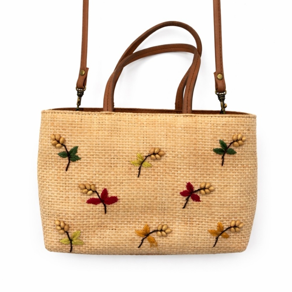 Vintage 90’s Fossil straw crossbody bag with bead detail 0753